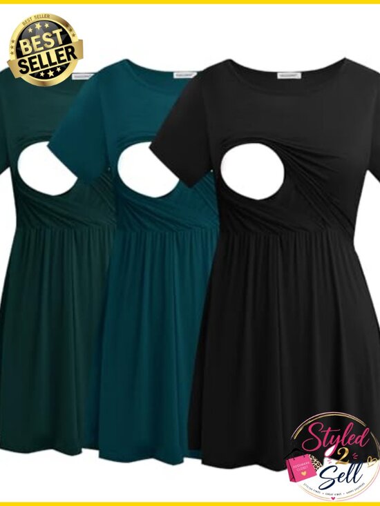 Other - Nursing Tops Short Sleeve Breastfeeding Shirt 3 Pack Rayon Spandex